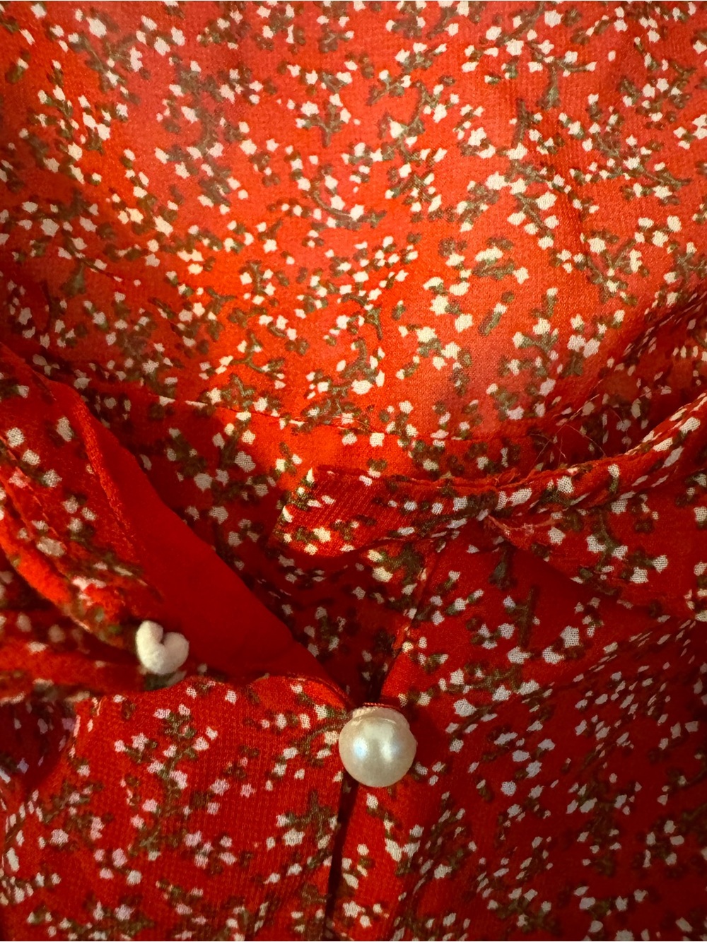 Nasty Gal Red Floral Ruffle Peasant Button Top. Size 10, Just adorable 🥰 - Picture 7 of 15